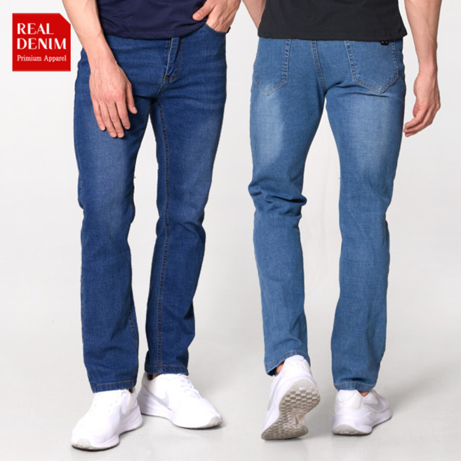 [이지바이] 남성 밑위가 긴 청바지_남자의 일상 스판 작업복 데님 팬츠