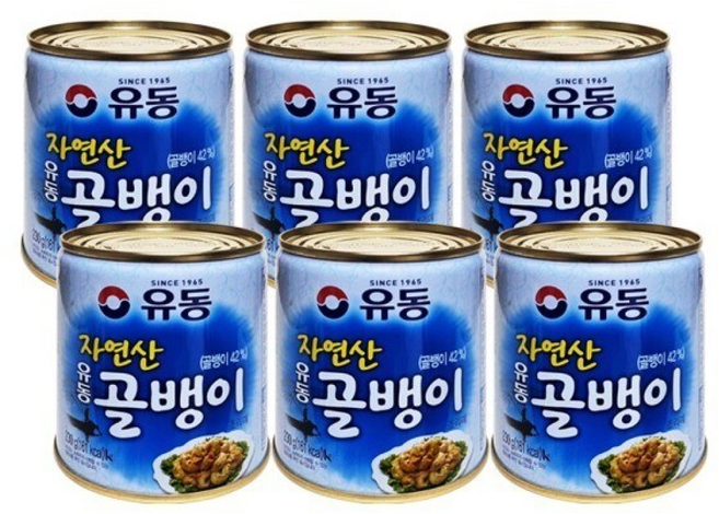 유동 자연산 골뱅이 통조림, 6개, 230g