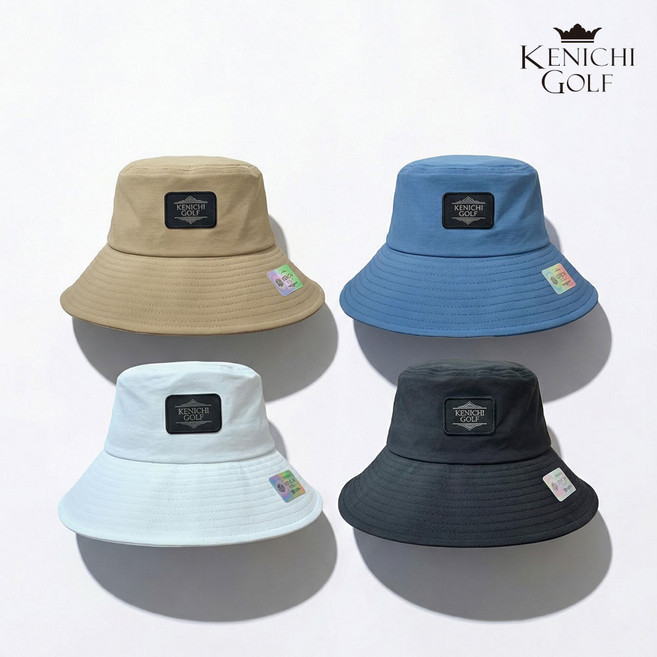 켄이치 파크 골프 버킷햇 남여공용 벙거지 모자 등산 캠핑 챙모자 고급부직포주머니증정, 블랙, 1개