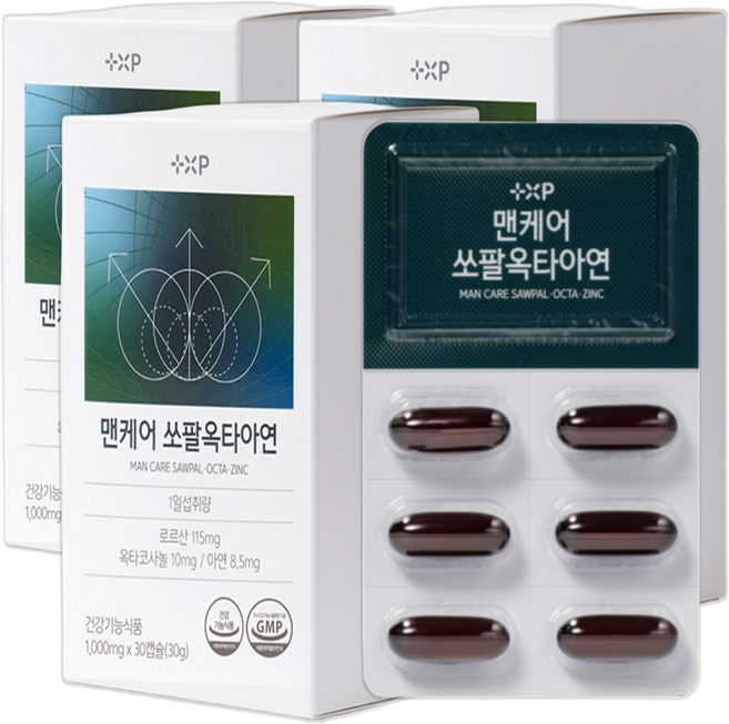 전립선 건강 기능 유지 활력 약국 쏘팔옥타아연 영양제, 3개, 30정