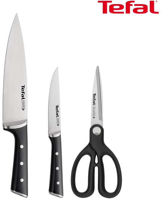 테팔 아이스포스 칼 가위 3종세트(식도20cm+과도11cm+가위), 1개, 실버
