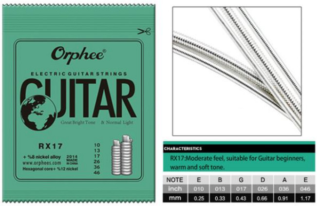 Orphee RX 일렉트릭 기타 현 중형 탄소강 육각 코어 오스테나이트 합금 상처 부품 및 액세서리, 1개