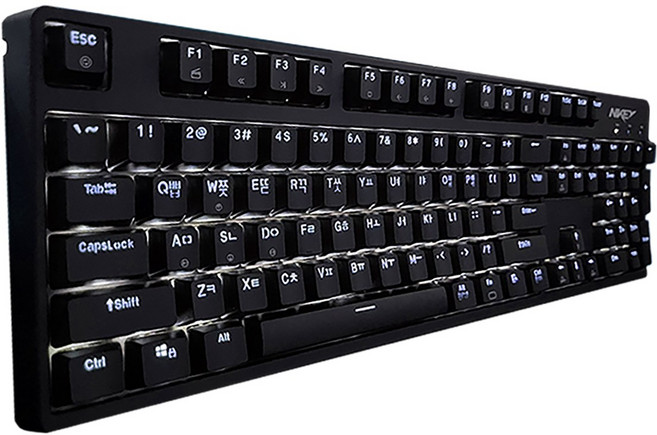 NKEY Z2 LED 유선 기계식 키보드, 갈축, 블랙, 갈축