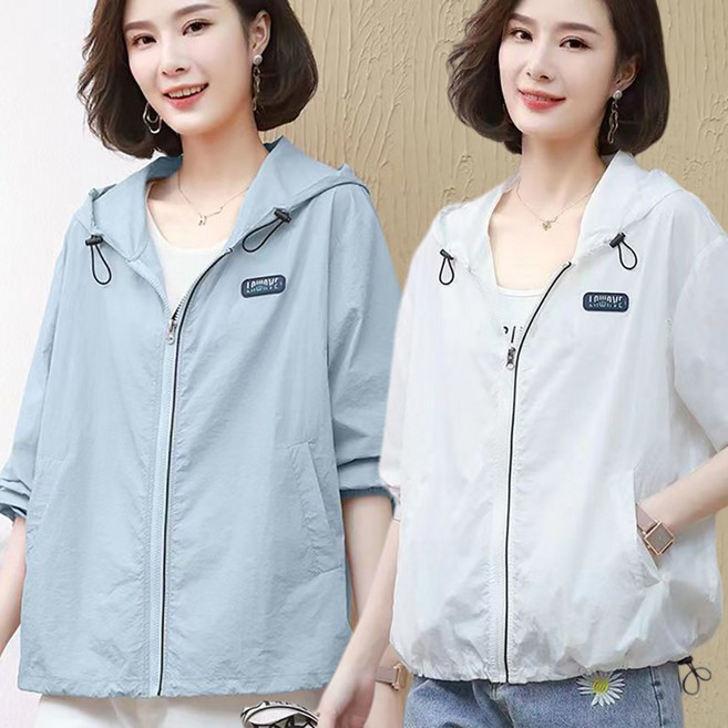 로르카 여성 후드 집업 루즈핏 빅사이즈 자외선 차단 바람막이 자켓 D01031838