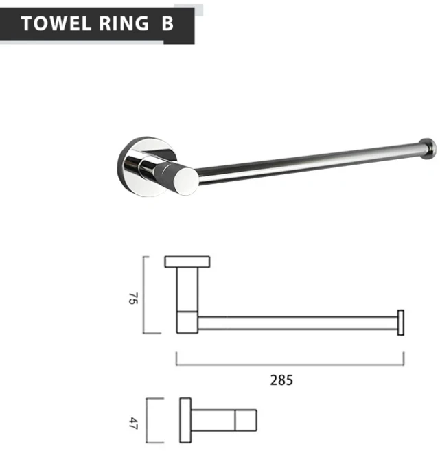 로즈 골드 + 매트 블랙 스테인리스 스틸 욕실 하드웨어 타월 홀더 롤 화장실 브러시, 06 Towel Ring B