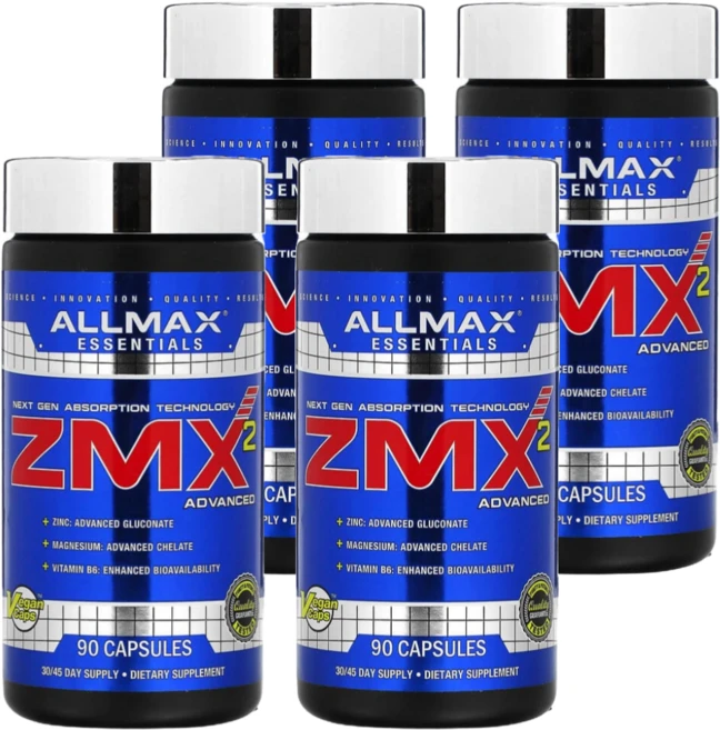 올맥스 ZMX2 아연 비타민 B6 킬레이트 마그네슘 어드밴스드 90캡슐 4개 운동선수, 90정 - 쿠팡