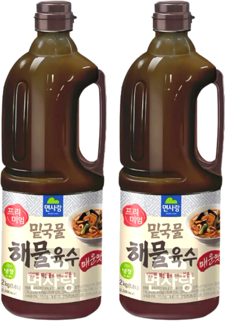 면사랑 (냉장) 밑국물 해물육수(매운맛) 2kg, 2개, 1.8L