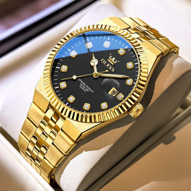 OLEVS 남자손목시계 정품 명품 석영 럭셔리 워터프루프 패션 야광 메탈 남자시계