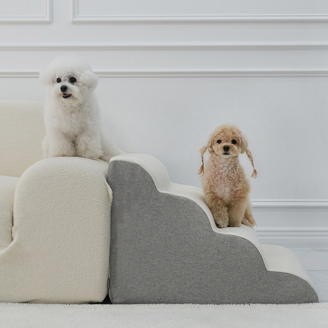 슈퍼펫 강아지계단 논슬립 미끄럼방지 4단 커브 스텝, 그레이