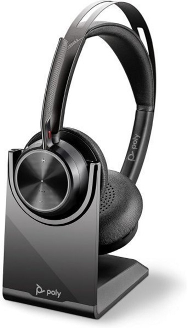 폴리 보이저 포커스 2 UC USB-A 헤드셋 스탠드 포함 블루투스 스테레오 붐 마이크 PC맥 호환 능동 소음 제거 팀즈 줌공인 및 기타 블랙재생품, Headset + Charge Stand