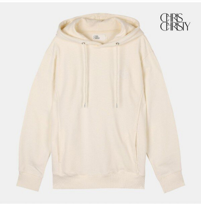 크리스크리스티 크리스크리스티 백폴디드 절개 로고자수 후드티셔츠_CREAM / KKMALWFDP06