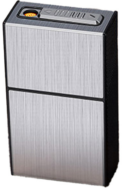 텐 와이어 충전식 담배케이스 라이터 USB충전 일반형 슬림형 선택가능, 텐와이어충전식담배케이스라이터일반형-실버