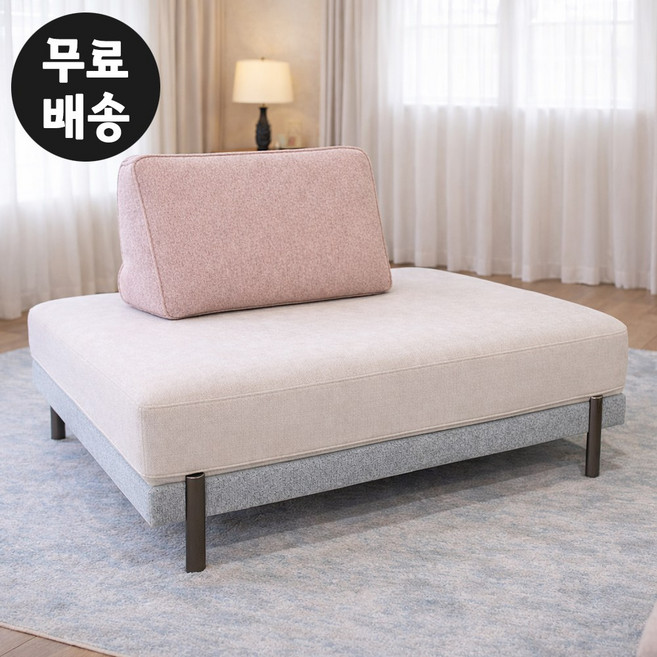 뷰아 패브릭 쇼파 모듈 소파 1인용 미니 페브릭 쇼파 일인 스튜디오 디자인 인디핑크, 아이보리+블루그린(등받이)