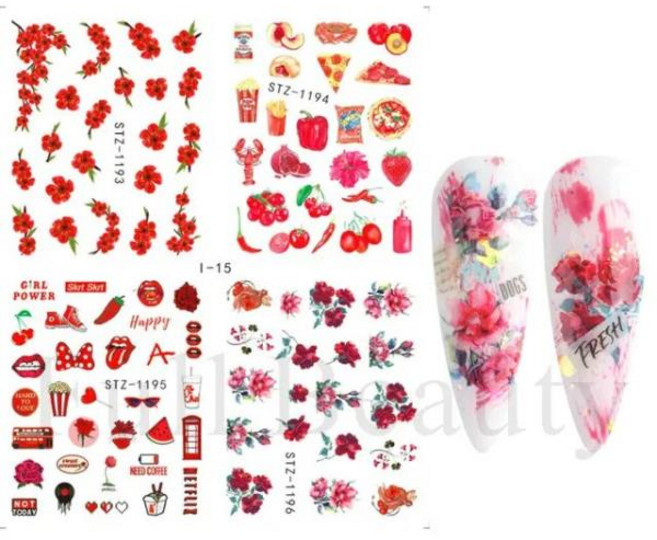 숏네일팁 4pcs 광대 해골 뼈 네일 스티커 귀여운 애니메이션 슬라이더 할로윈 물 아트 장식 매니큐어 LASTZ, 1개, 15 I-15