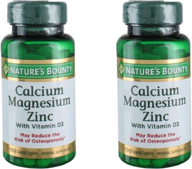2개세트 네이쳐스바운티 칼슘 마그네슘 아연 징크 100정 Natures Bounty Calcium Magnesium Zinc, 2개