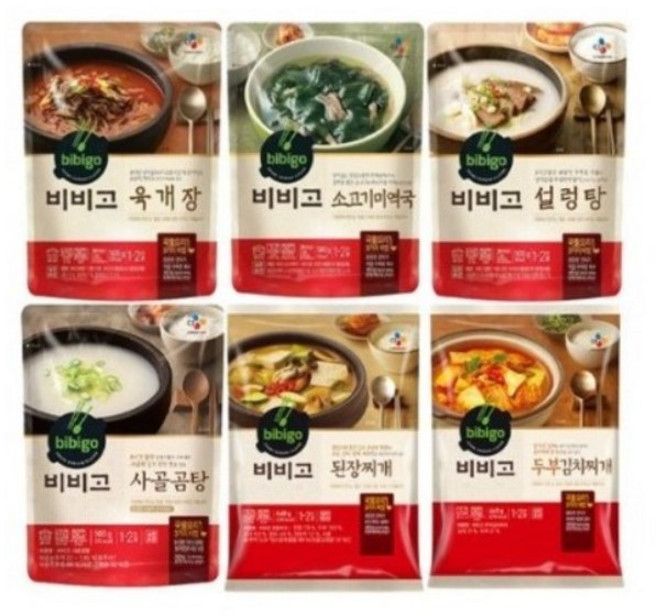 비비고 국 탕 찌개 6종(두부김치 된장찌개 육개장 소고기미역국 사골곰탕 설렁탕), 1세트