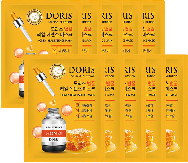 도리스 벌꿀 리얼 에센스 마스크팩 시트, 10개, 1개입