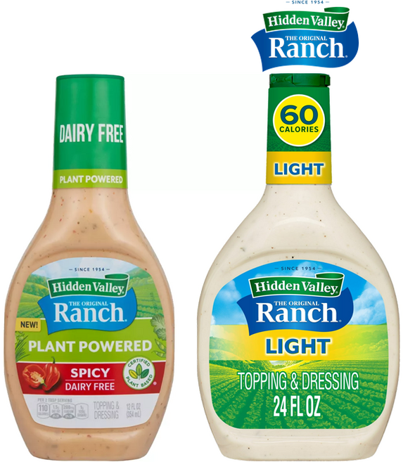 [Hidden Valley] [1+1] 히든밸리 스파이시 랜치 365ml + 라이트 랜치 대용량 709ml 서브웨이 드레싱 소스 Hidden Valley Ranch Dressing