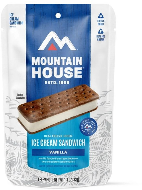 마운틴 하우스 바닐라 아이스크림 샌드위치 냉동 건조 하이킹 캠핑 푸드 1서빙, Pouch