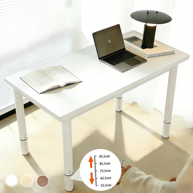 오콘토 높이조절 고급 컴퓨터 책상 인테리어 튼튼한 1인용 다용도 테이블 (E0급), 고급 화이트