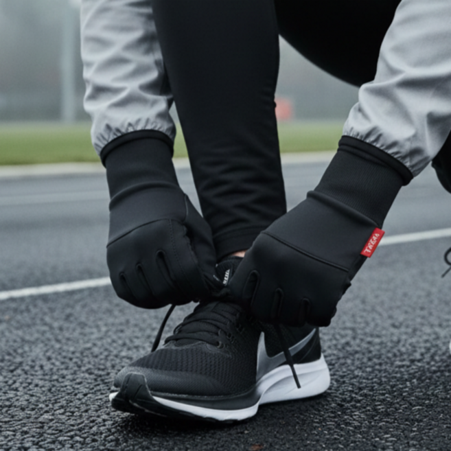 브랜스 땀 바로건조 흡습속건 방수 방풍 러닝 장갑, 블랙, 1개
