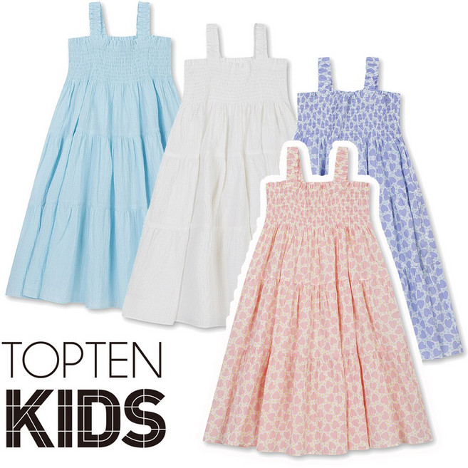 탑텐키즈 여아 얇고 시원한 시어서커 원단으로 휴양지 바캉스 해변 원피스