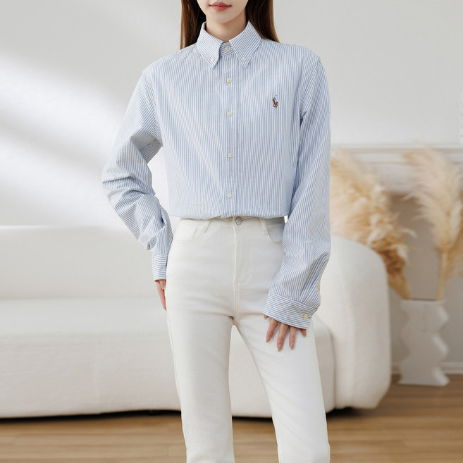 폴로랄프로랜 긴팔 남성 면셔츠 여성 클래식핏 스트라이프