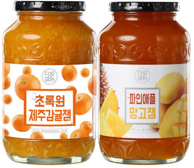 초록원 제주감귤잼1kg+ 파인애플망고잼1kg, 1kg, 1개