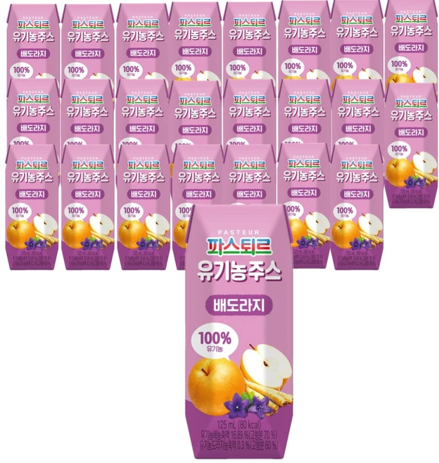 파스퇴르 유기농 주스 배도라지, 125ml, 24개 - 쿠팡