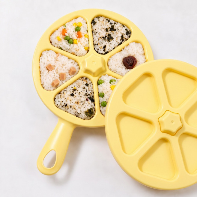 융풍 주먹밥틀 6구 삼각김밥틀 간편 도시락 밥틀 피크닉 소풍 아이간식, 1개, 노란색