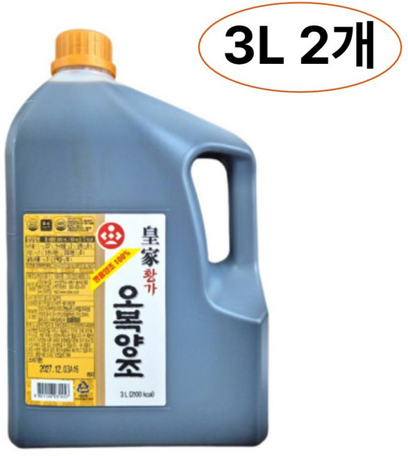 오복식품 황가 오복양조 간장 3L x 2개 업소용 식재료 식자재 양념 식당 주방 음식점 대용량, 1개, 6L
