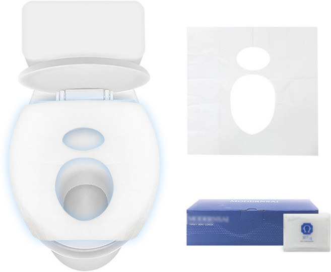 좌변기 위생 커버 박스형 50매 케이스 증정 물에 녹는 일회용 화장실 변기 시트, 1개