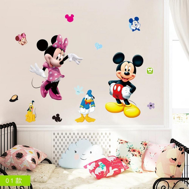 만화 미키 미니 벽 스티커 소년과 침실 벽장식, 1개, 색상: 2. Style1