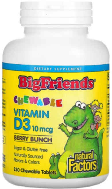 네추럴팩터스 빅프렌즈 비타민 D3 베리 번치 10 mcg 250정, 1개 - 쿠팡