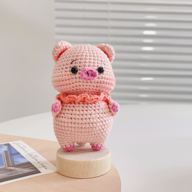 패크맨 띠별 뜨개질 키트 키링 코바늘 DIY 패키지 만들기, 돼지, 1개