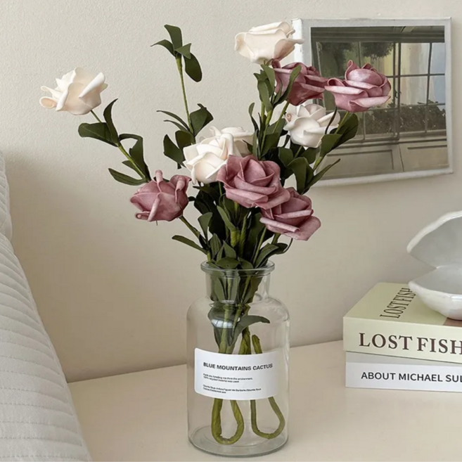 필쏘굿 인테리어 조화 꽃 화병 세트, 1개, 장미 화병