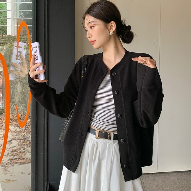 큰귀멍멍 베이직 고급 컴포트 면 캐주얼 여성 카디건