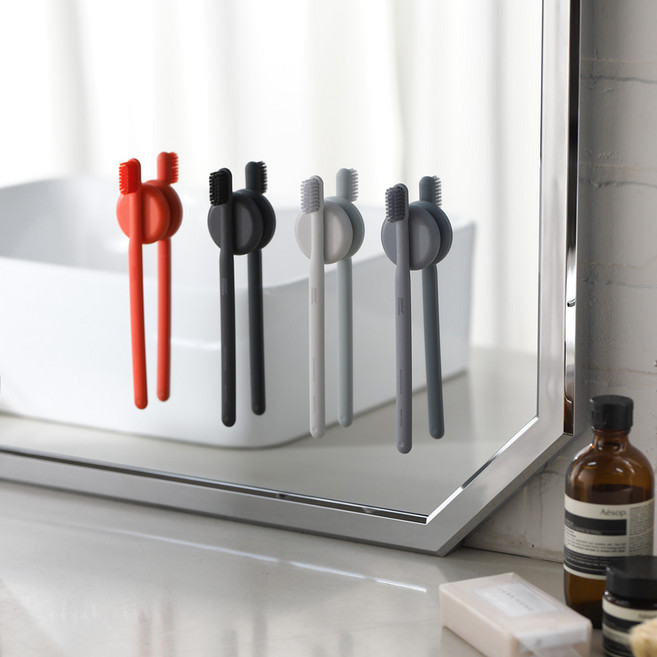 유즈툴 투스브러쉬 자석 칫솔 + 원형 자석 세트 일반모 그레이, 초미세모