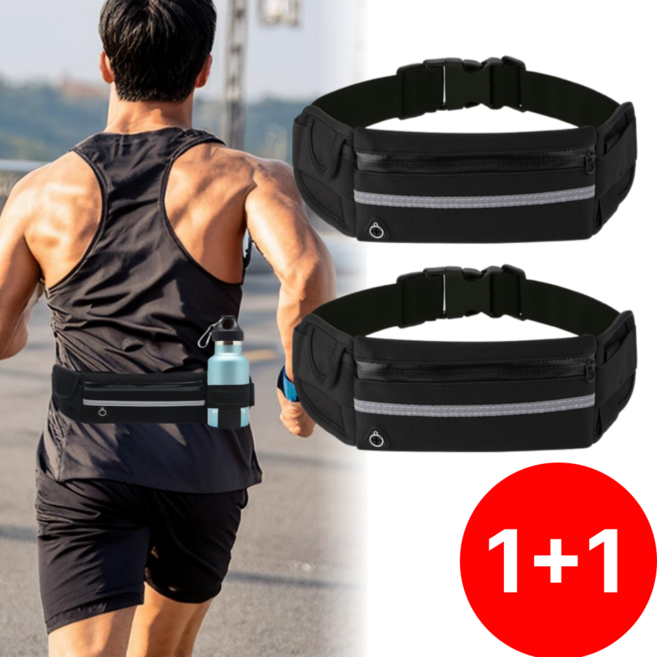 펠코스 러닝 벨트 휴대폰 밴드, 블랙 + 블랙, 2개