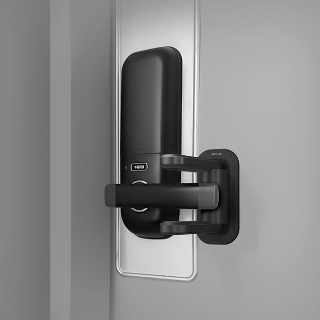 모락 현관문 안전고리 이중장금 문손잡이 안전잠금장치 블랙, 1개