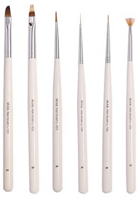 데일리프렌즈 네일아트 브러쉬 6종 세트, 밀크브라운, 1세트