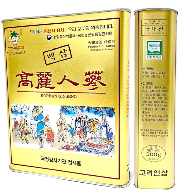 정품 고려인삼 백삼 6년근건삼 1등급품 +대추 덤(80g), 300g, 1박스