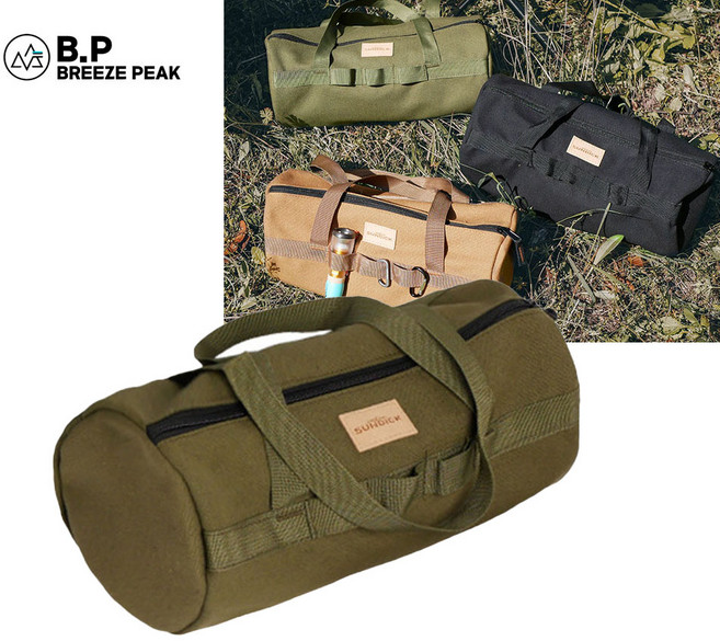 브리즈피크 원형 단조팩 공구 멀티 수납 가방, 1개, 카키그린