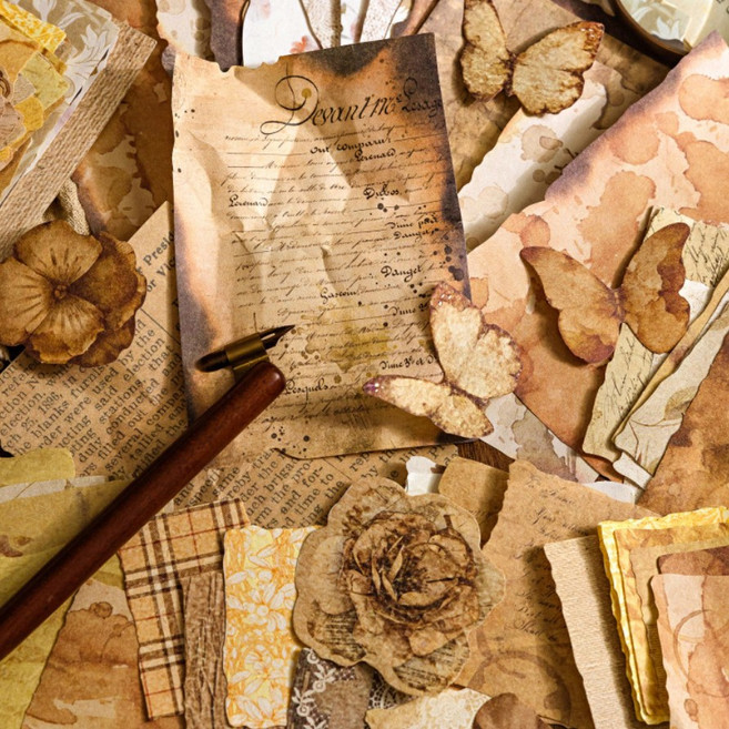 올리브파티 페이퍼포스트 시리즈 감성 빈티지 다꾸 배경지 메모지 100매 세트, 1세트, 브라운