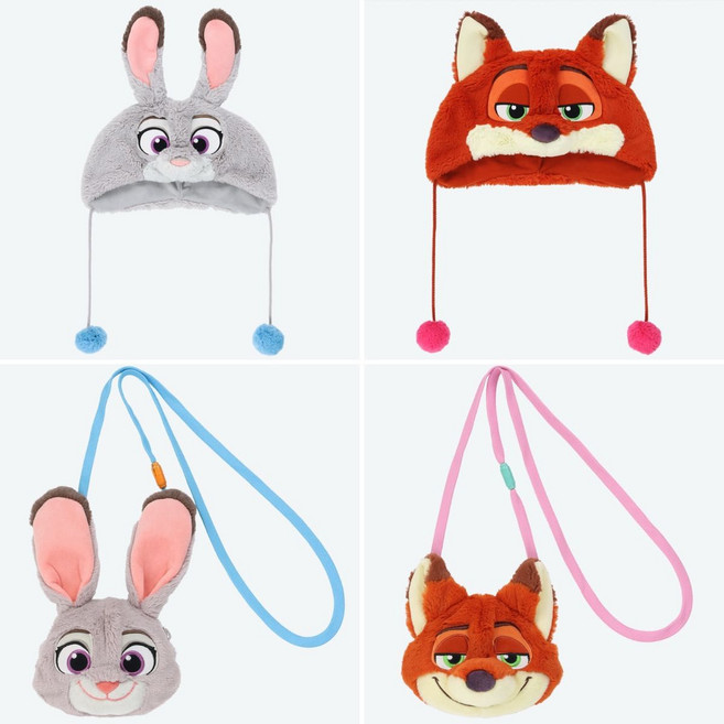 디즈니랜드 주토피아 닉 & 주디 캐릭터 모자 숄더백