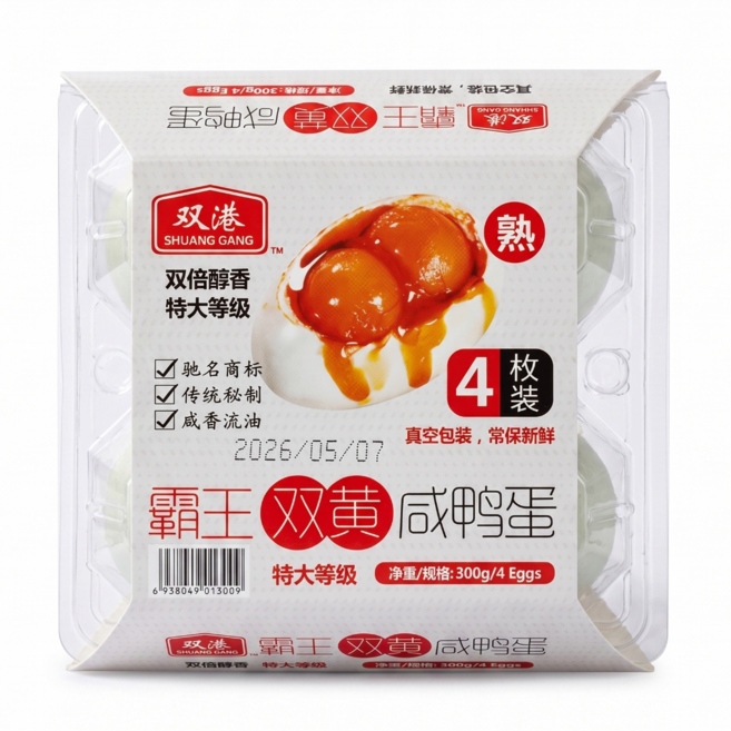 더블 노른자 특대 오리알 절임, 4개, 75g