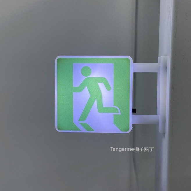 二代發光冰箱貼 迷你LED強力磁吸貼 便利店燈牌縮小模型 磁貼, 【白框】通道出口-方燈