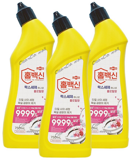애경 랩신 홈백신 락스세제 하나로 플로랄향, 3개, 750ml
