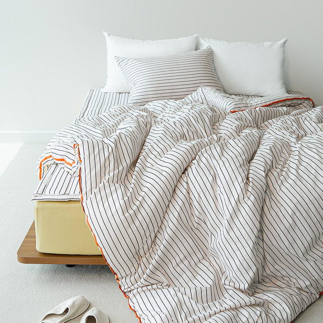 온기브 캔디샵 먼지없는 알러지케어 스트라이프 사계절 호텔 차렵이불 세트 4colors(SS/Q)