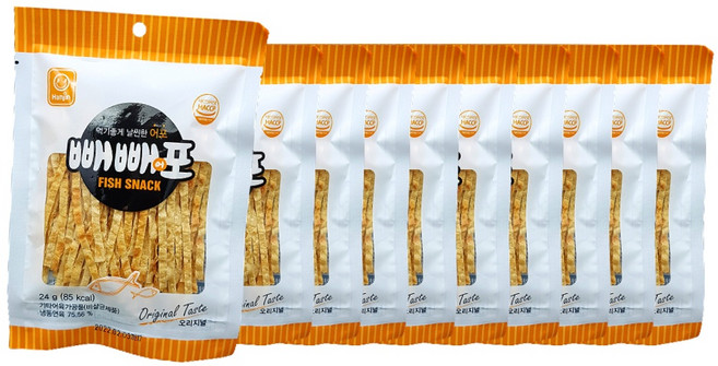 한진 빼빼어포(오리지널) 기타원물간식, 24g, 10개